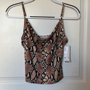 UO Pink Snakeskin Cowl Neck Top